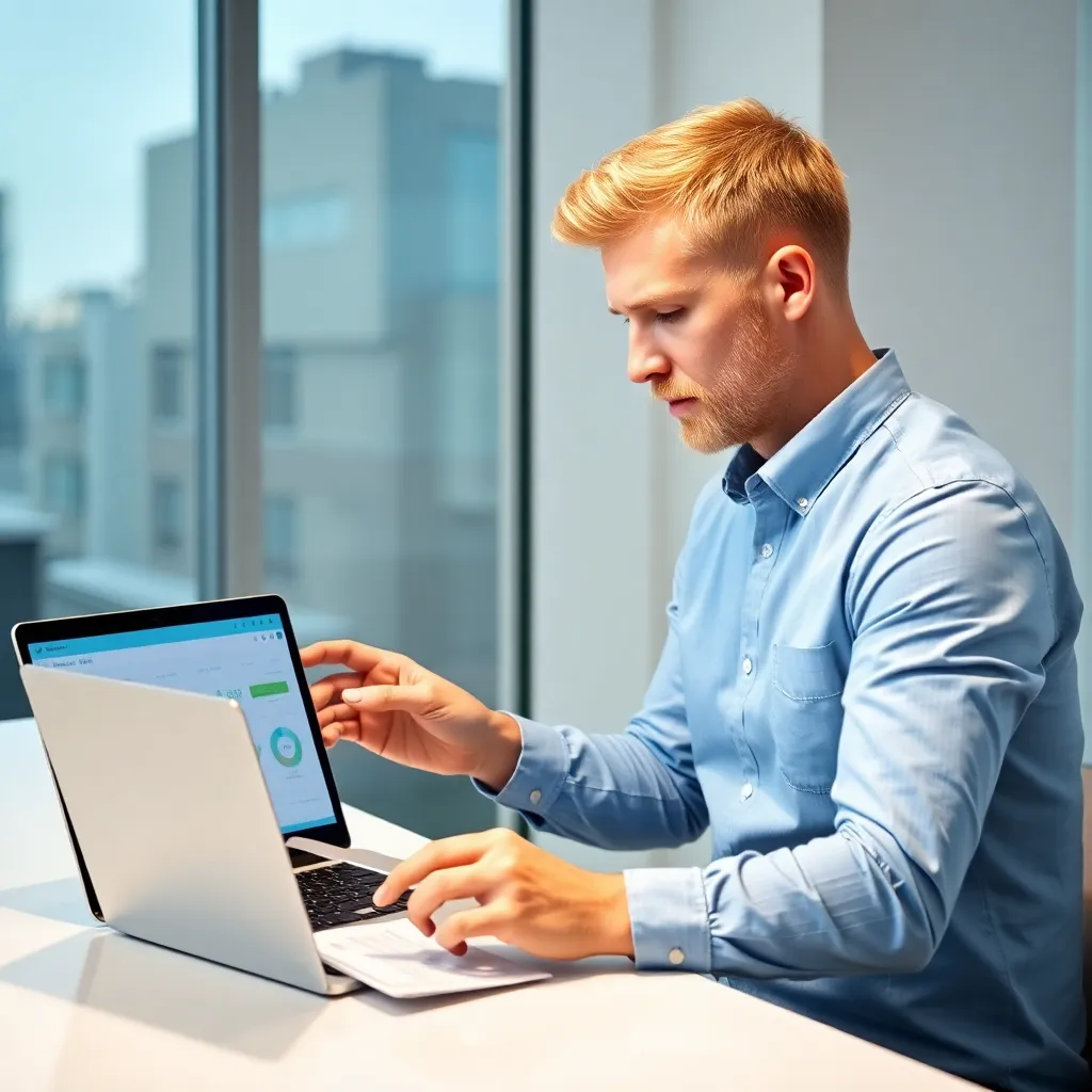 Man die financiële apps vergelijkt op smartphone en tablet