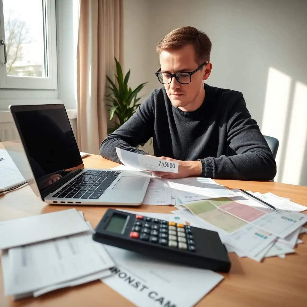 Professionele vrouw die budgetplanning doet op laptop
